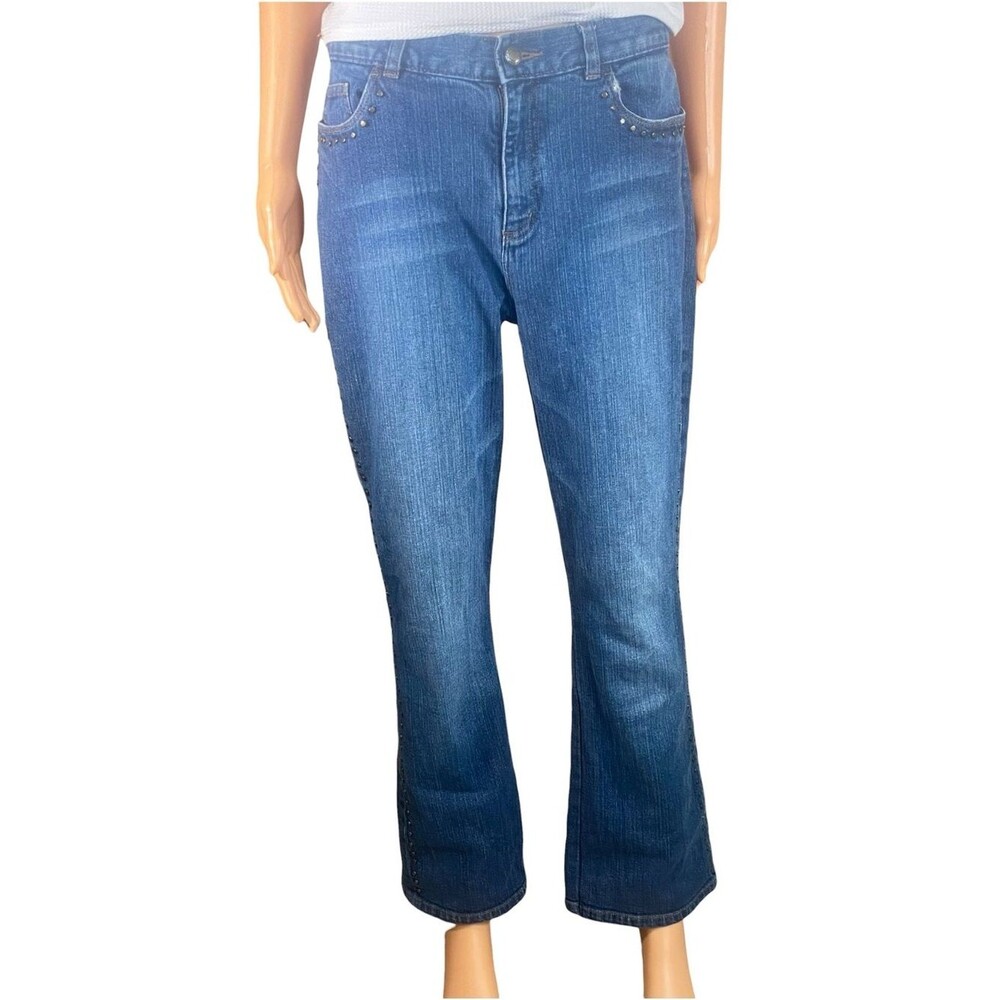 Lauren Jeans Petite Ralph Lauren Rivet Detail Bootcut 5 Pocket Mid Rise SZ 10P